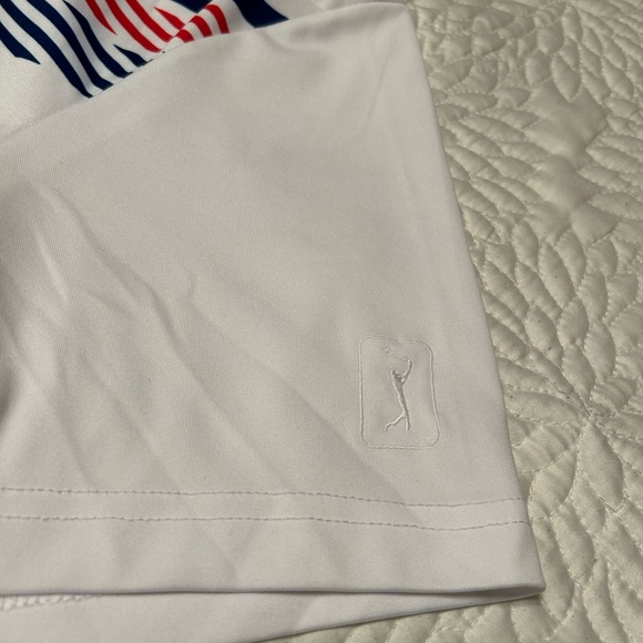 PGA Tour golf shirt White with patriotic diagonal stripe in sz medium - Picture 3 of 3